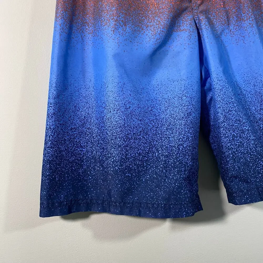 Under Armour Boy's Orange & Blue Ombre Swim Trunks Size L